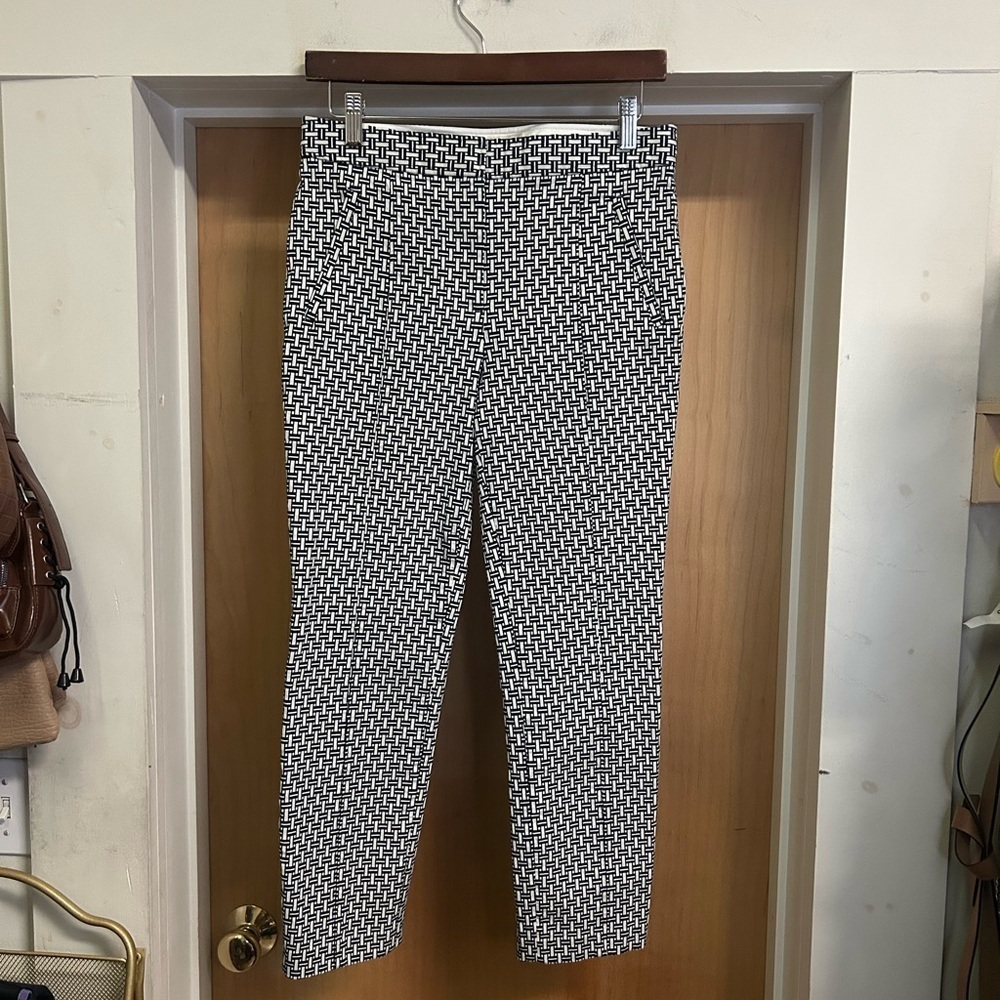 Tory Burch Cameron Cropped Straight Leg Pants Geometric Pattern - size 4
